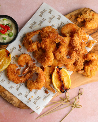 Panko King Prawns with Spring Onion Dip 