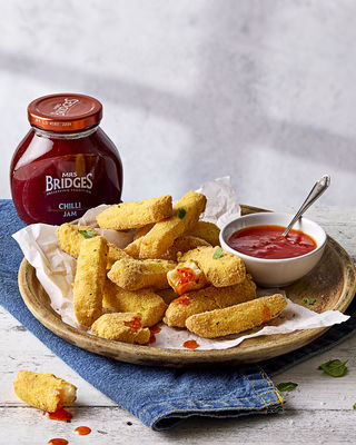 Crispy Halloumi Polenta Fries with Mrs Bridges Sweet Chilli Dipping Sauce