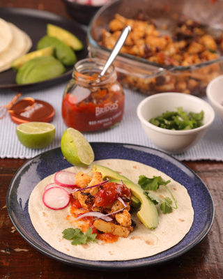 Vegan Roast Cauliflower and Black Bean Tacos
