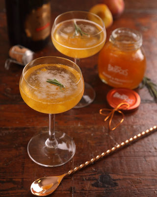 Peach and Rosemary Fizz with Peach and Prosecco Preserve 